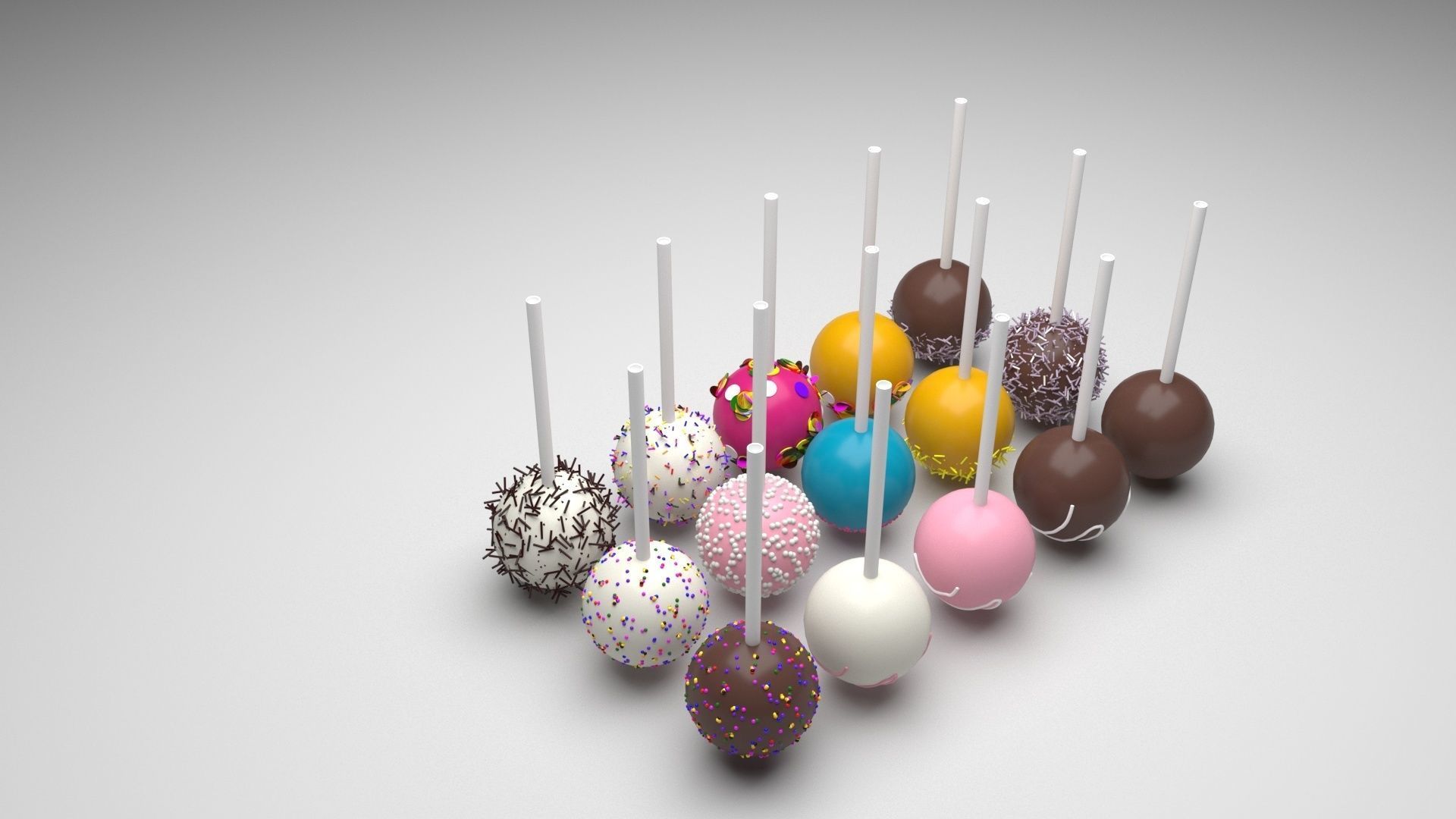 Cake Pops Set 3D model_5