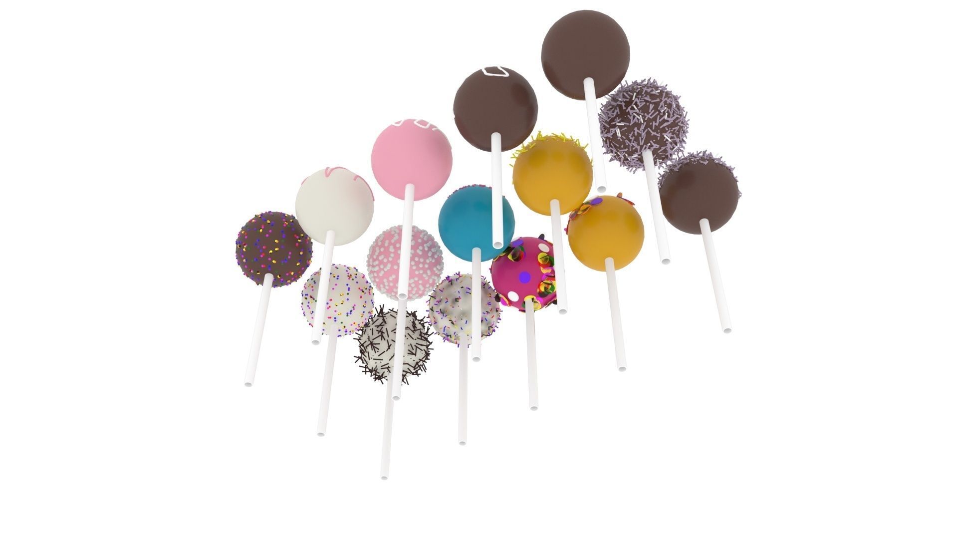 Cake Pops Set 3D model_16