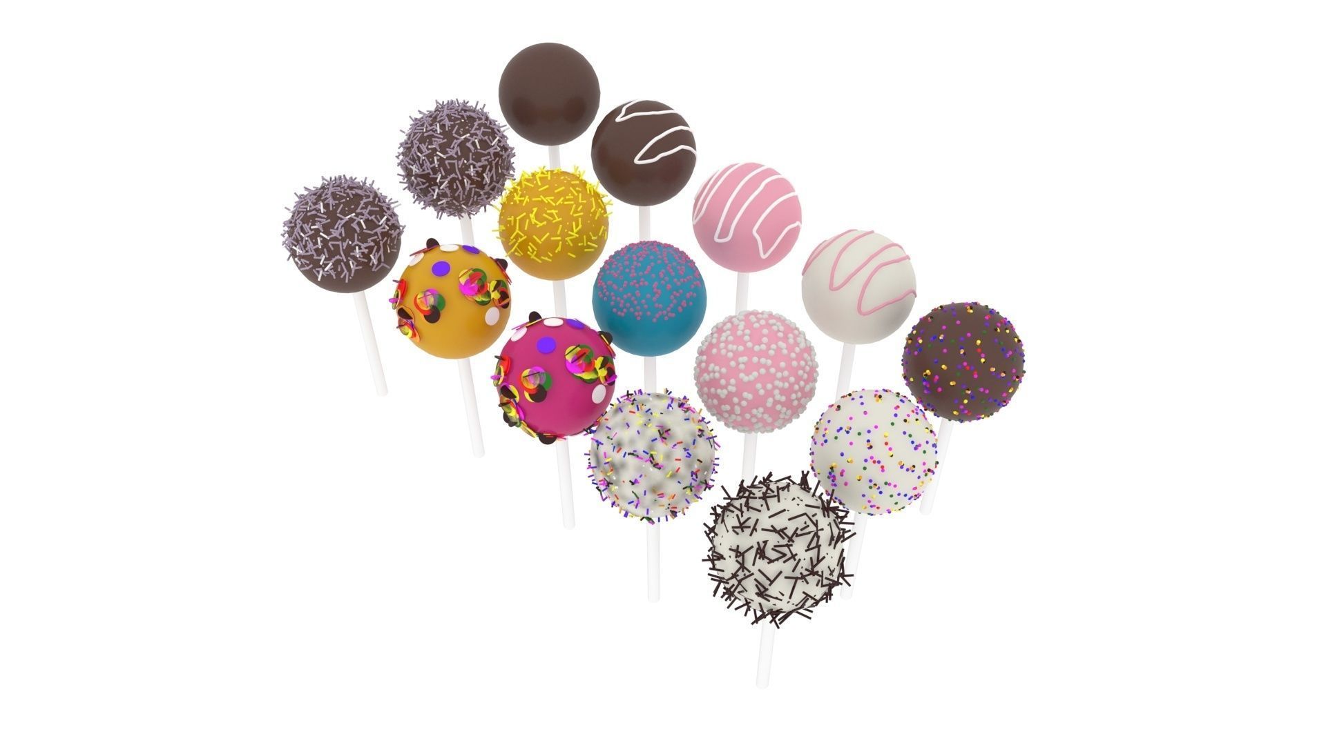 Cake Pops Set 3D model_14