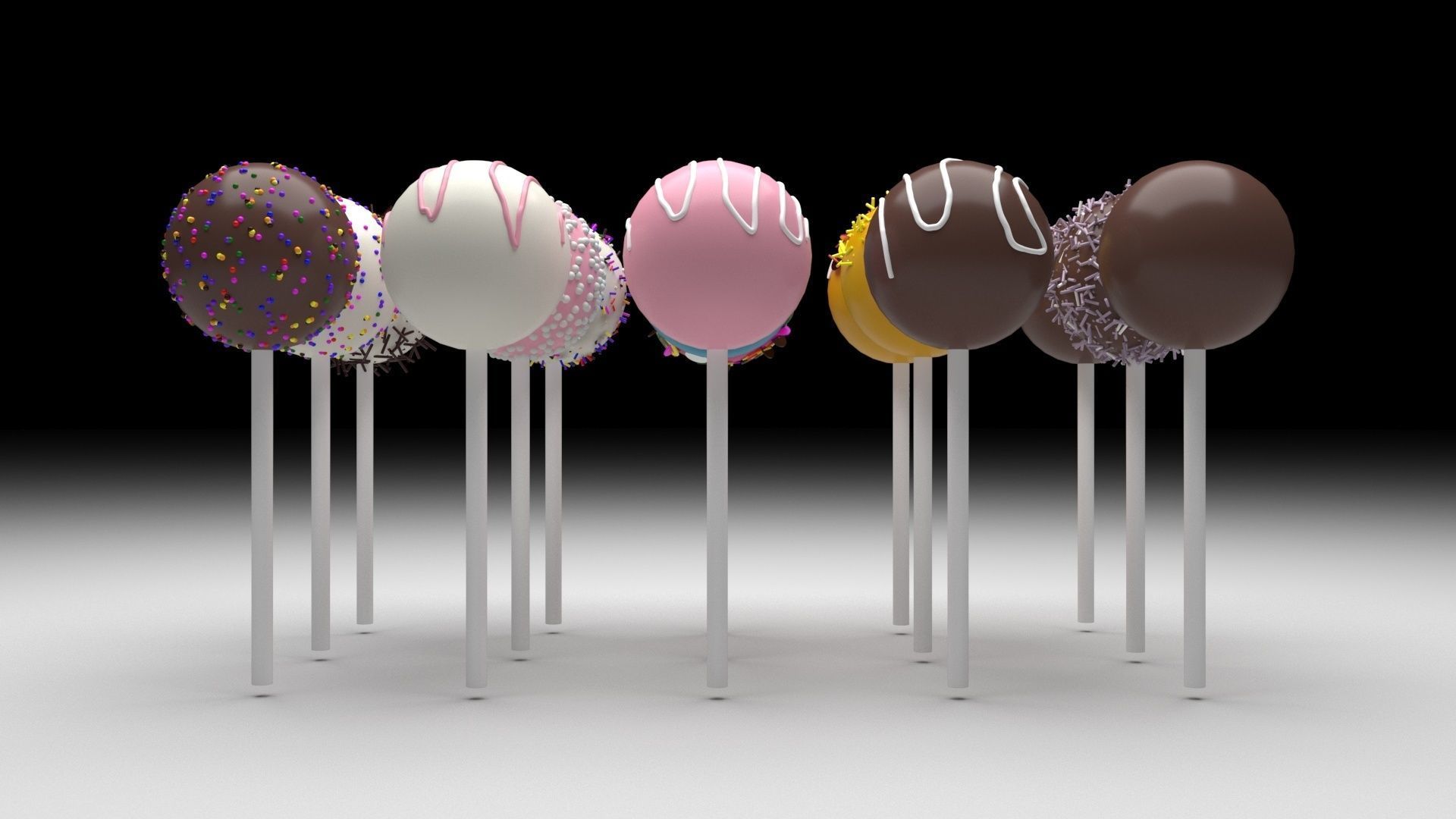 Cake Pops Set 3D model_8