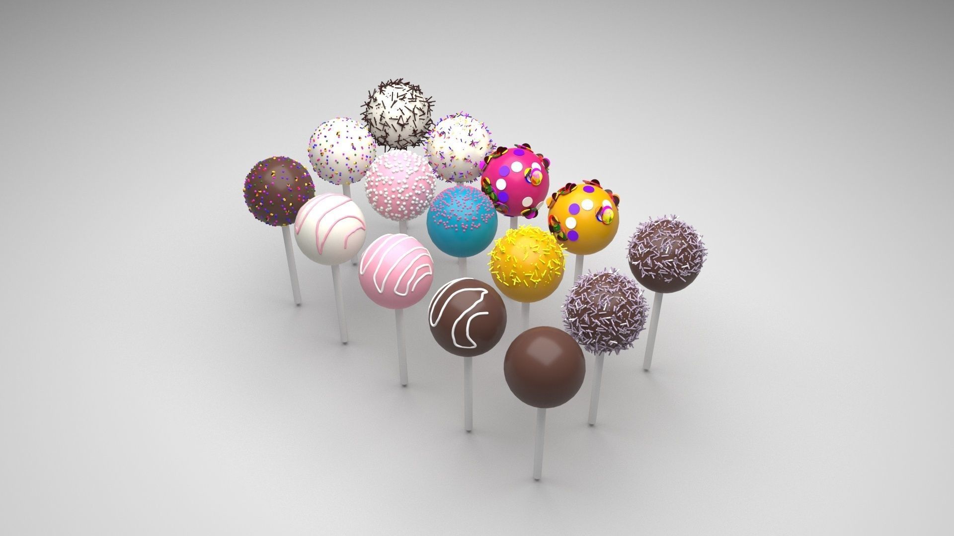 Cake Pops Set 3D model_3