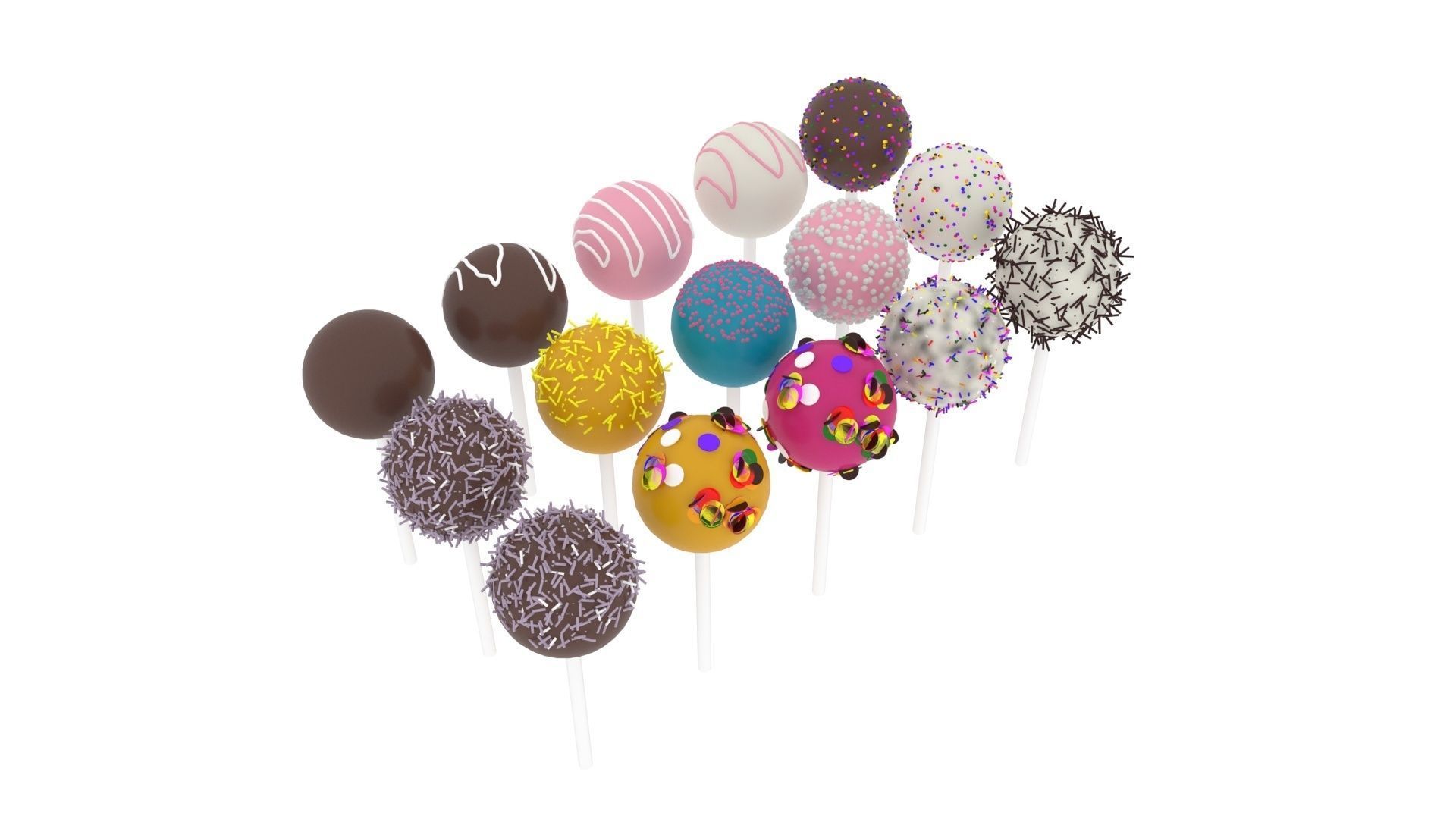 Cake Pops Set 3D model_13
