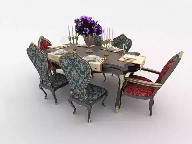 table ornate dining and chairs