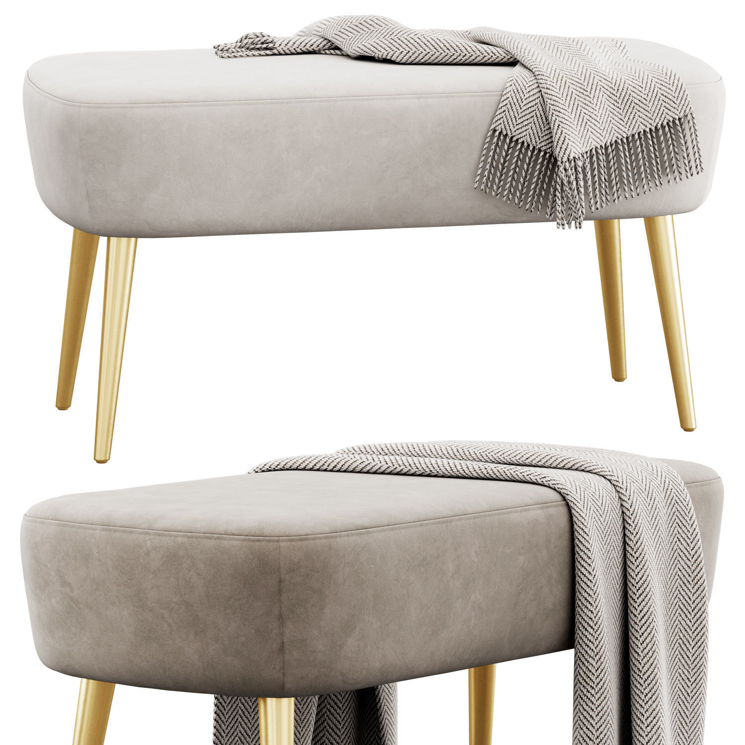 Velvet Bench by Adeco 3D model_1