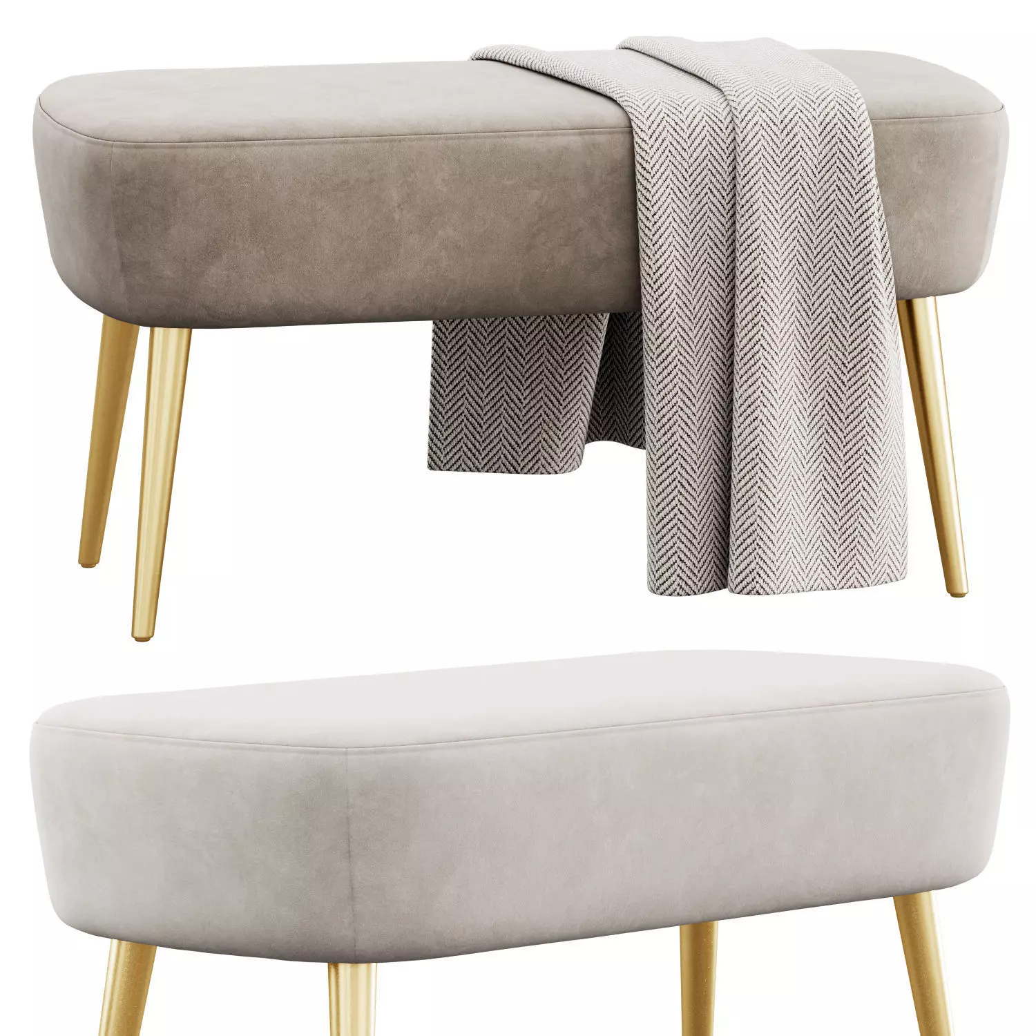 Velvet Bench by Adeco 3D model_0