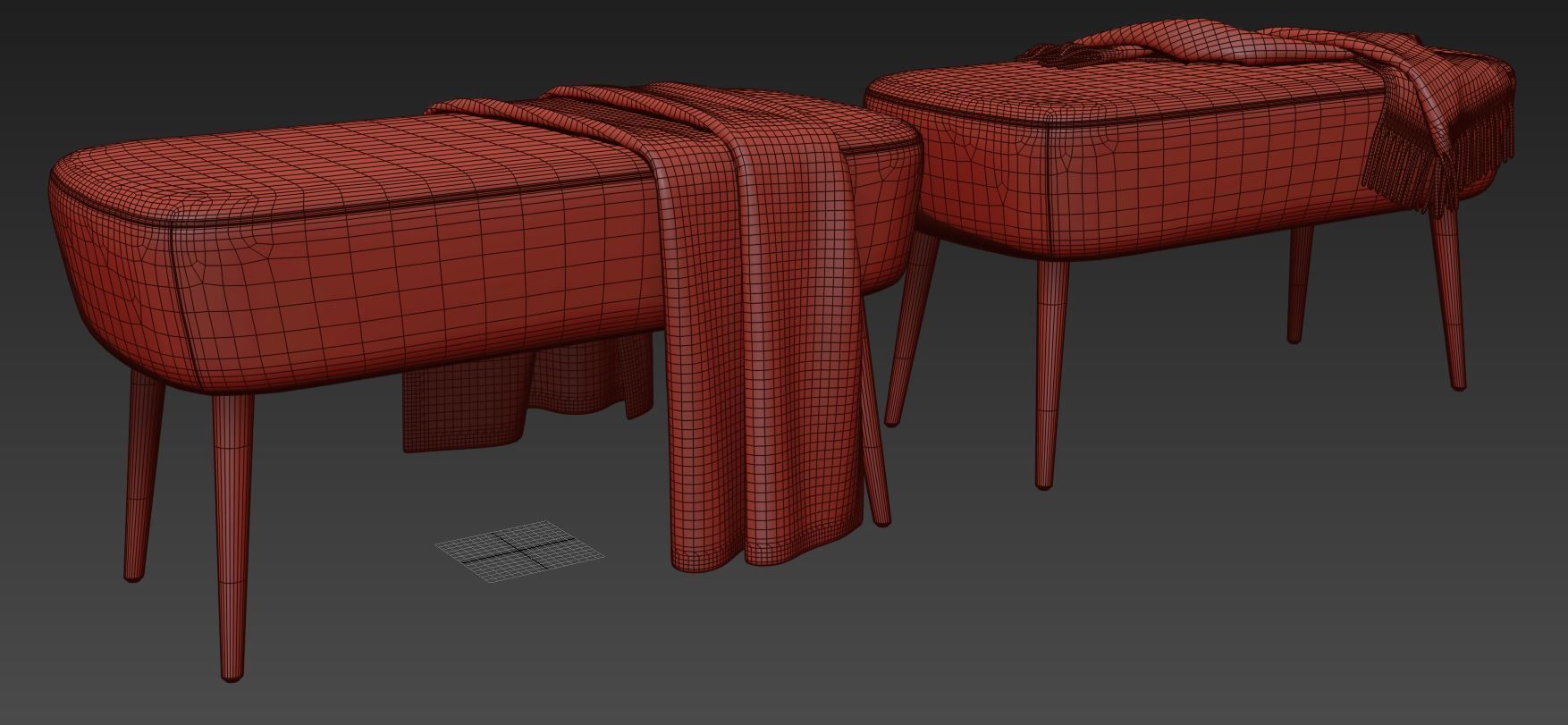 Velvet Bench by Adeco 3D model_4