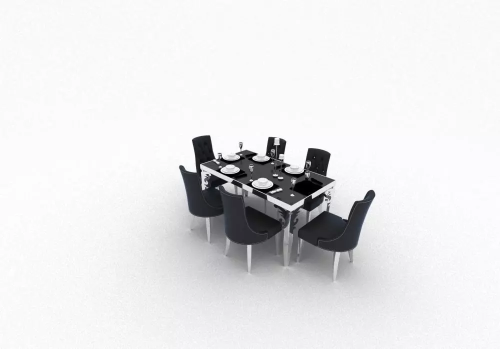 table dining and chairs 3D model_0