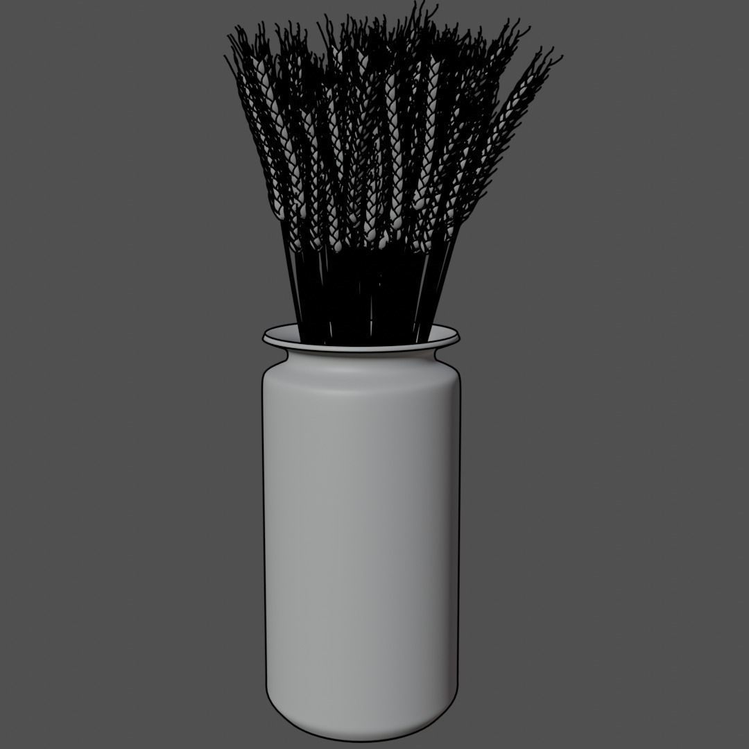 Dried wheat in vase 3D model_4