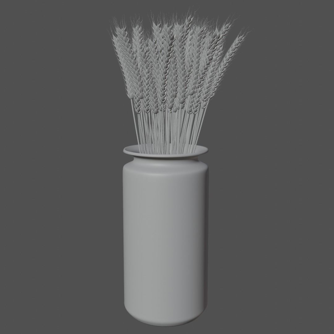 Dried wheat in vase 3D model_3