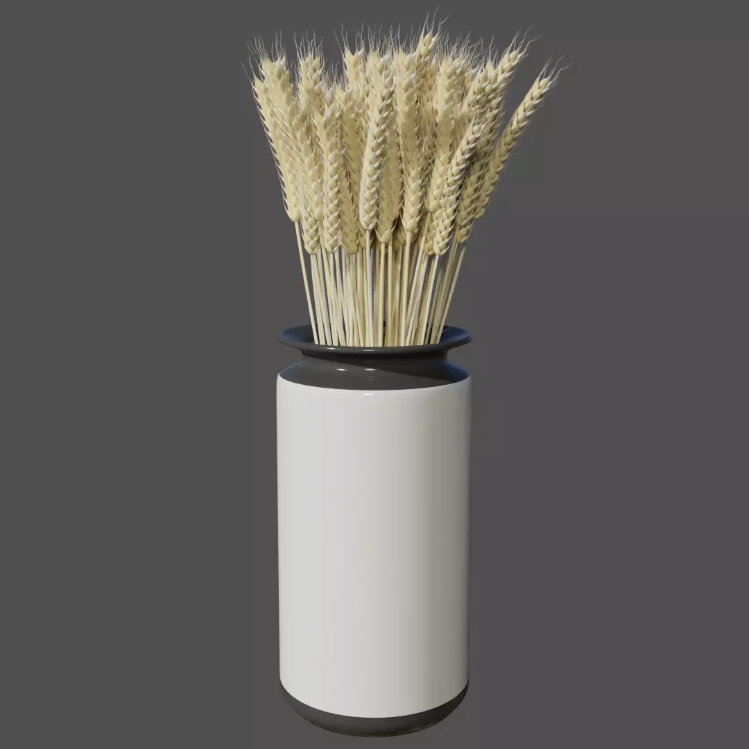 Dried wheat in vase 3D model_0