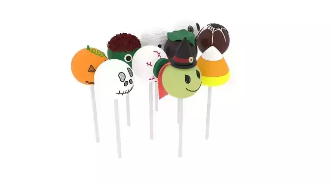 Halloween Cake Pops Set 3D model