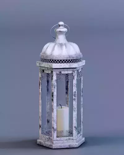 Lantern Aged White Metal 3D model