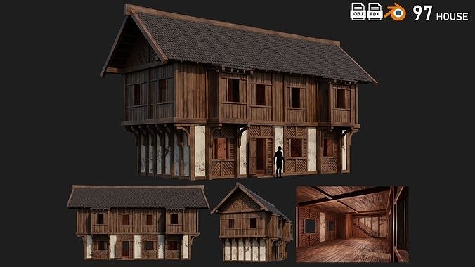 Old Medieval House Building 4K Textures GameReady 97 Low-poly 3D model