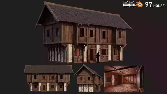 Old Medieval House Building 4K Textures GameReady 97