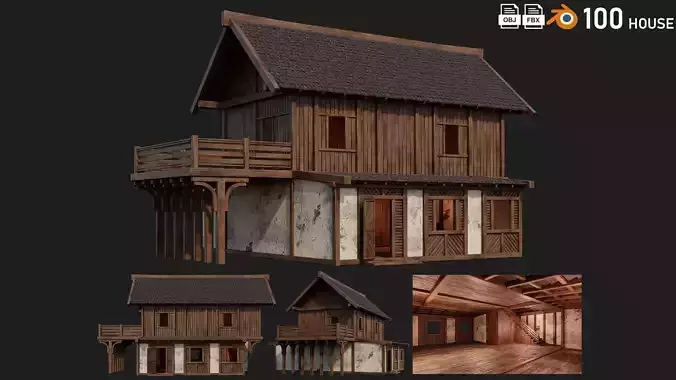 Old Medieval House Building 4K Textures GameReady 100