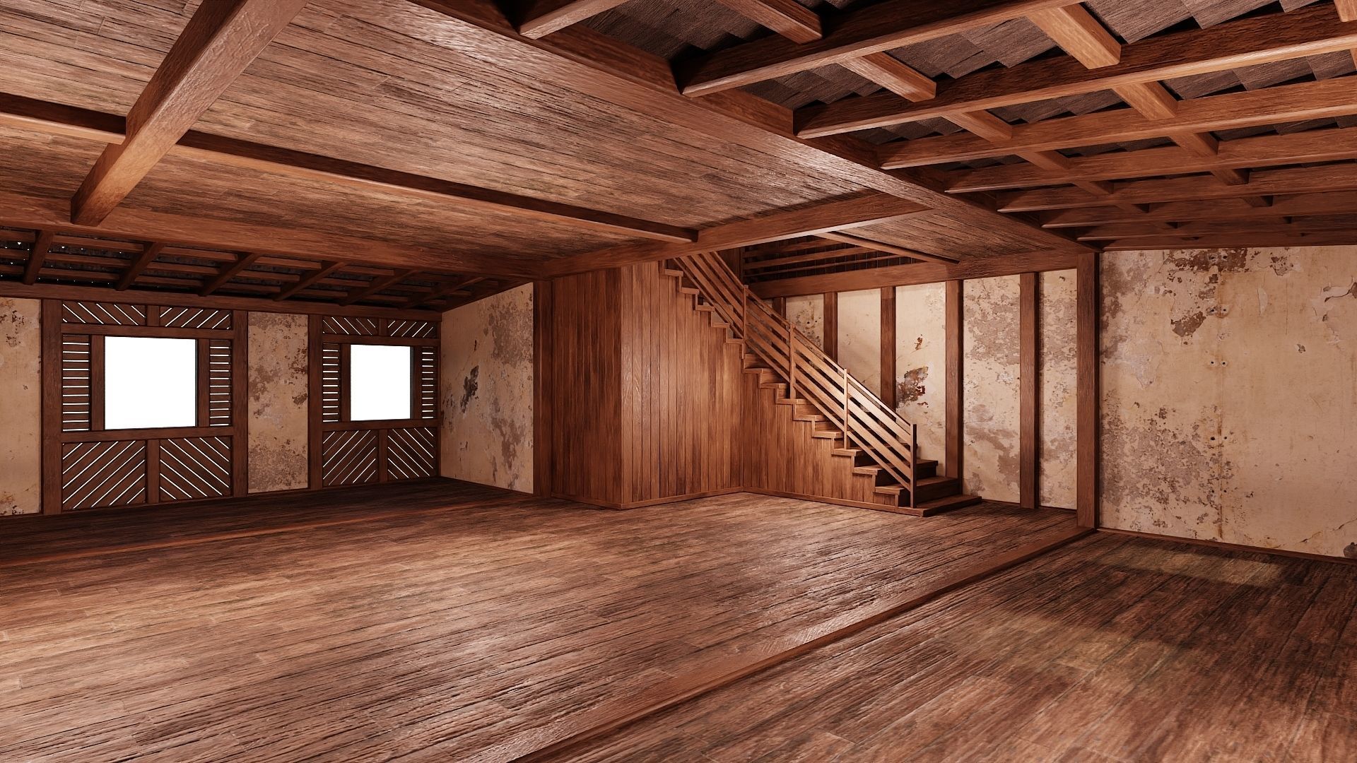 Old Medieval House Building 4K Textures GameReady 100 Low-poly 3D model_5