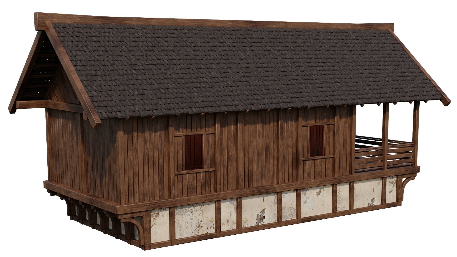 4 Old Medieval Houses Building Pack 4K Tex GameReady 97 to 100 Low-poly 3D model_41