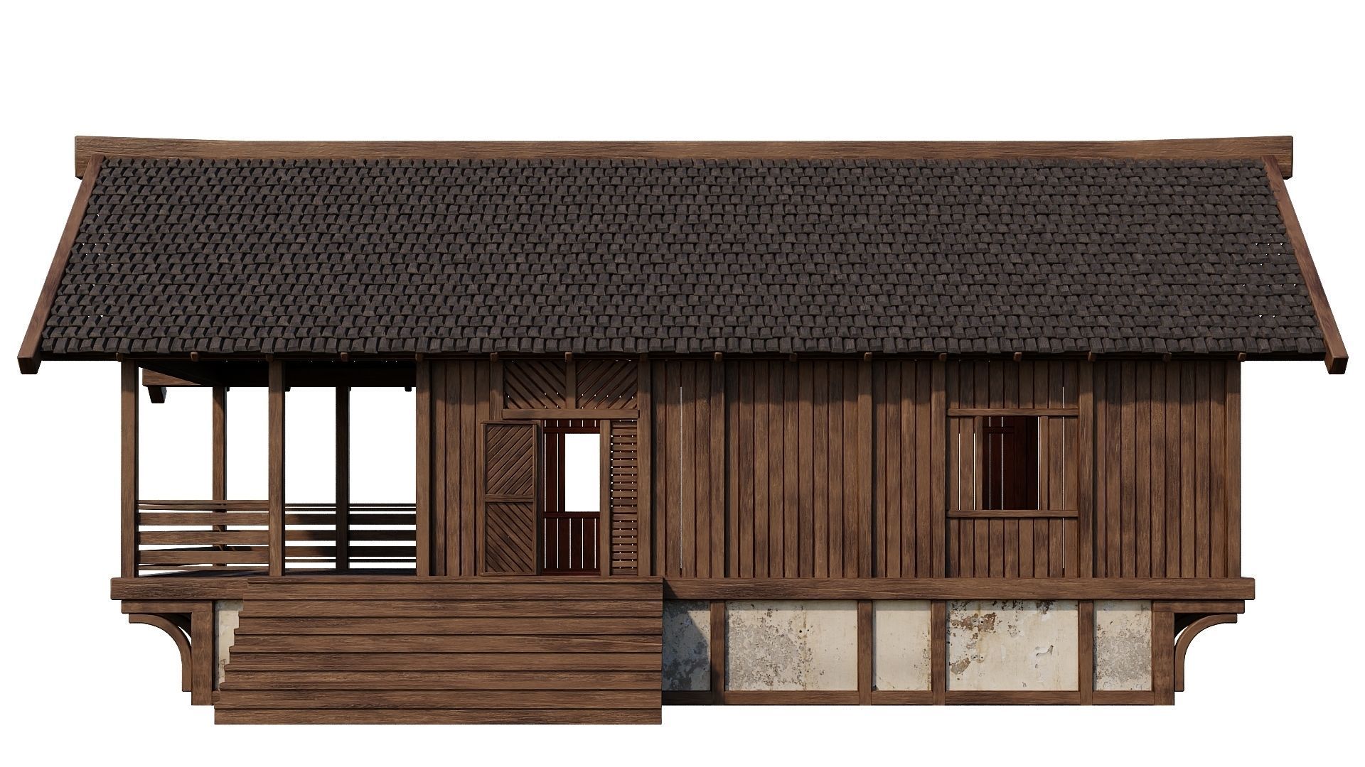 4 Old Medieval Houses Building Pack 4K Tex GameReady 97 to 100 Low-poly 3D model_37