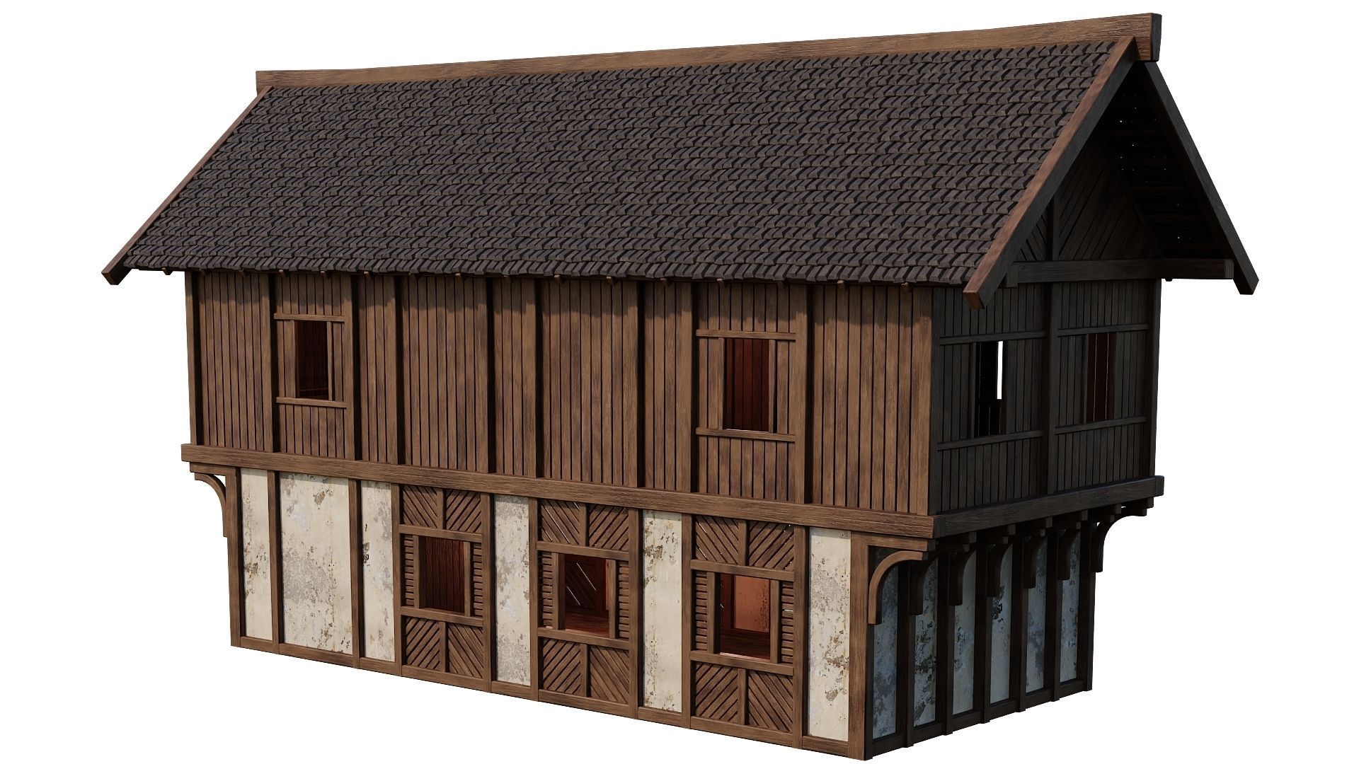 4 Old Medieval Houses Building Pack 4K Tex GameReady 97 to 100 Low-poly 3D model_20