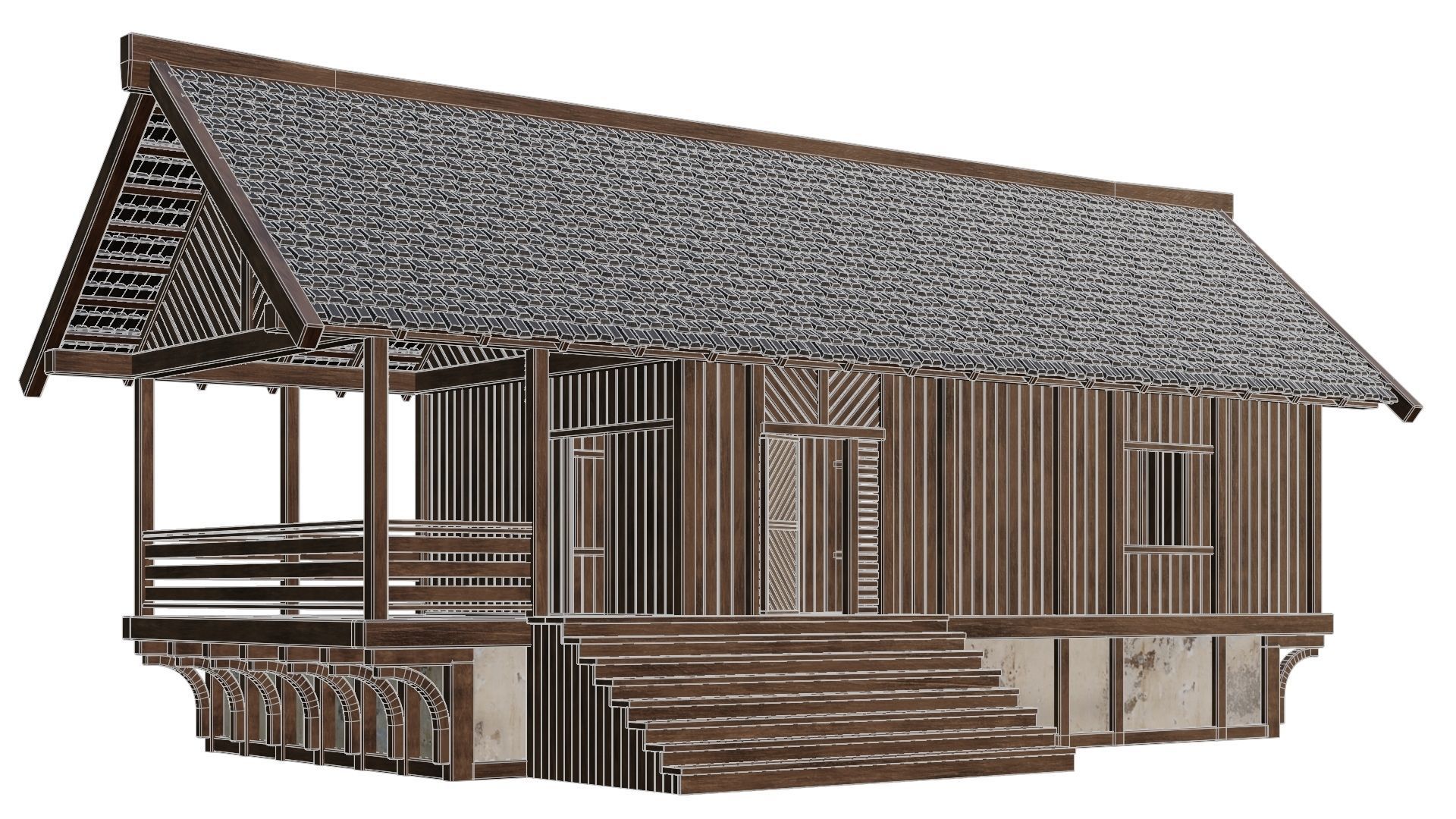 4 Old Medieval Houses Building Pack 4K Tex GameReady 97 to 100 Low-poly 3D model_33