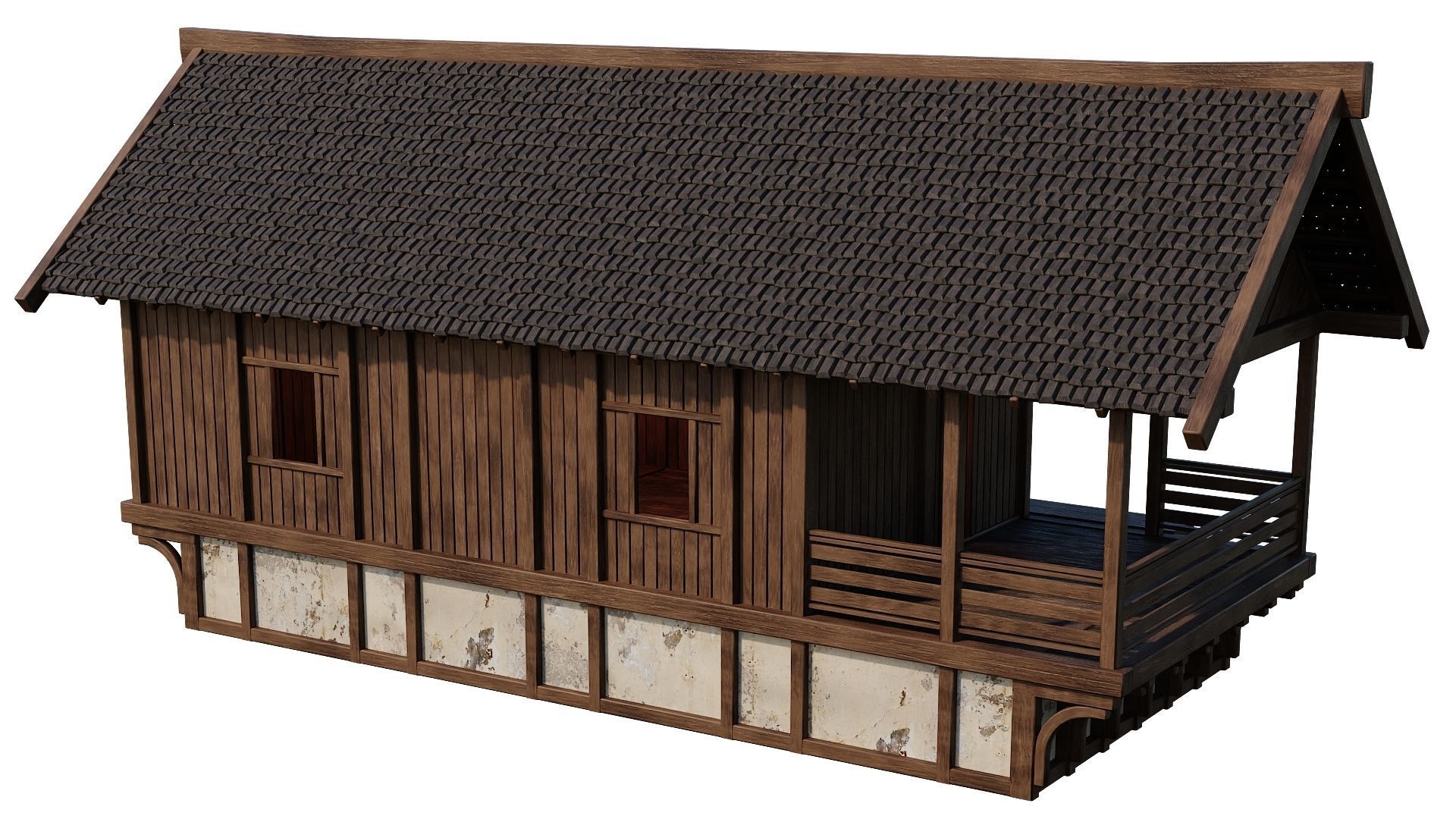 4 Old Medieval Houses Building Pack 4K Tex GameReady 97 to 100 Low-poly 3D model_31