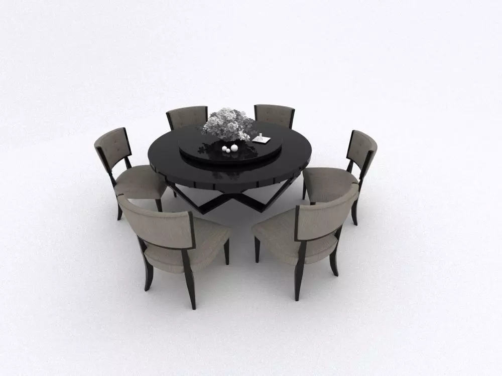 table dining with six chairs 3D model_0