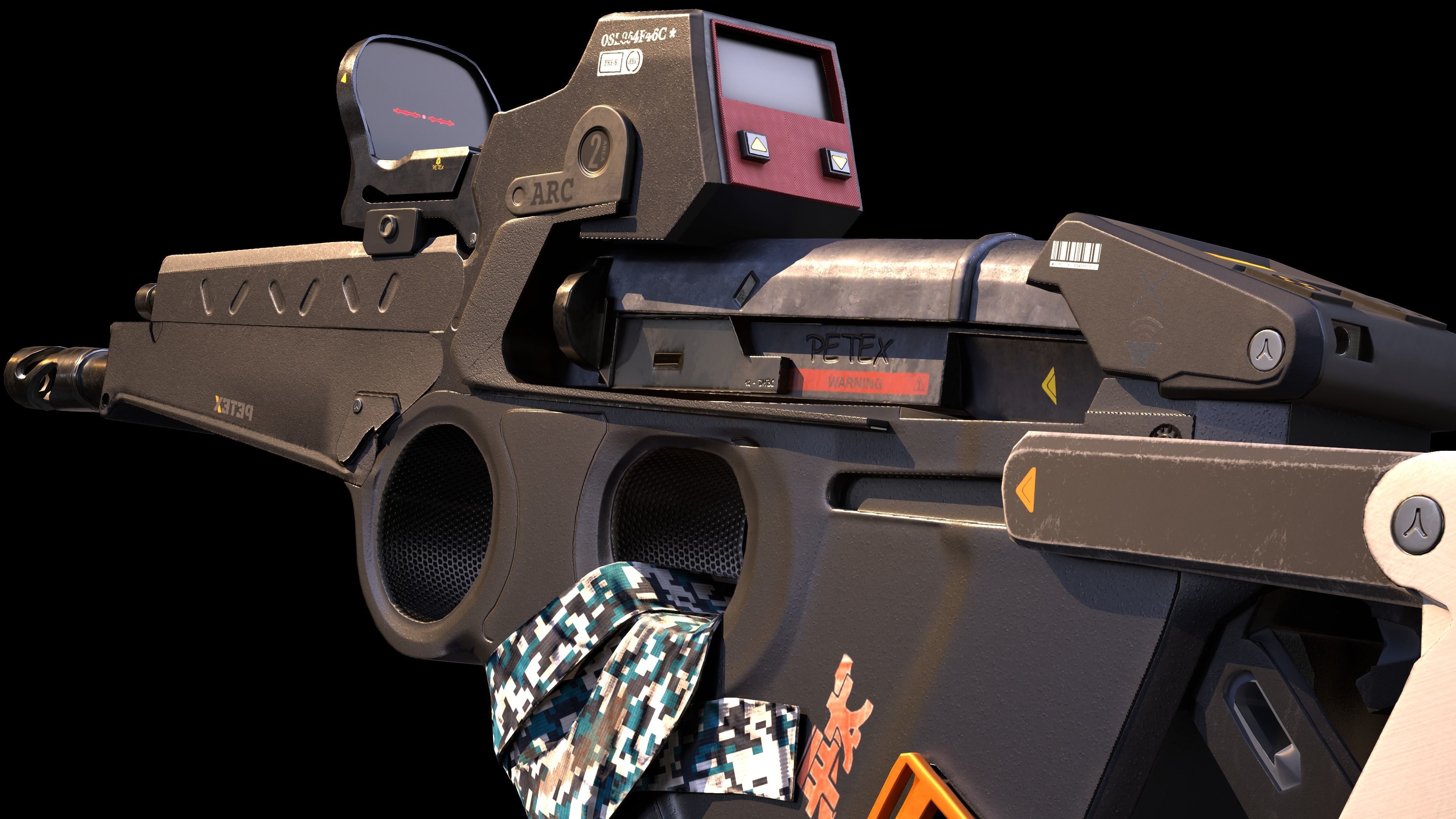 Sci-Fi SMG Low-poly 3D model_9