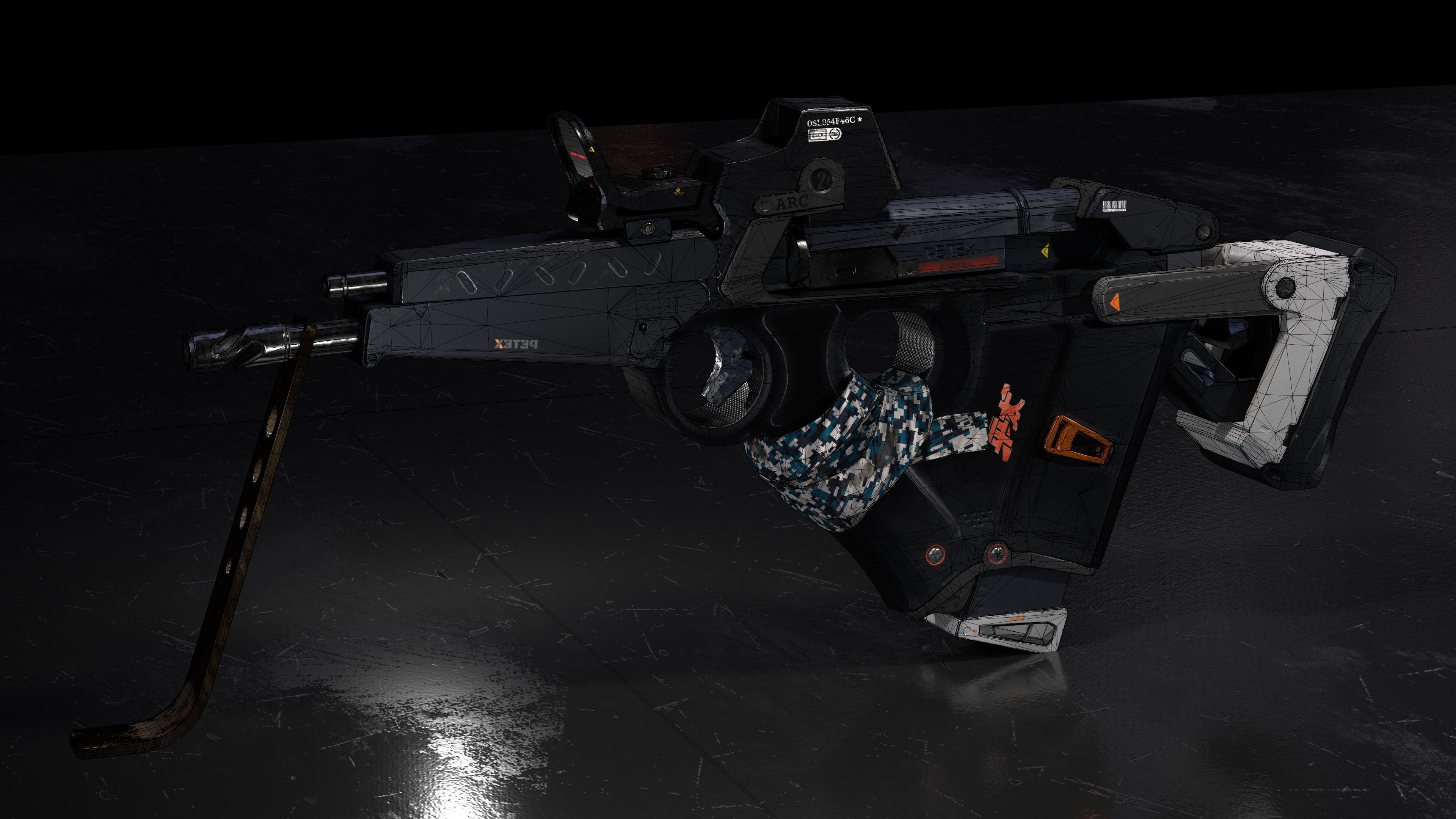 Sci-Fi SMG Low-poly 3D model_3