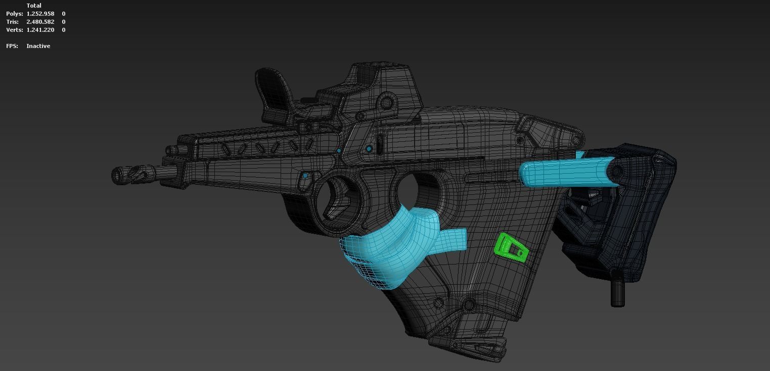Sci-Fi SMG Low-poly 3D model_11