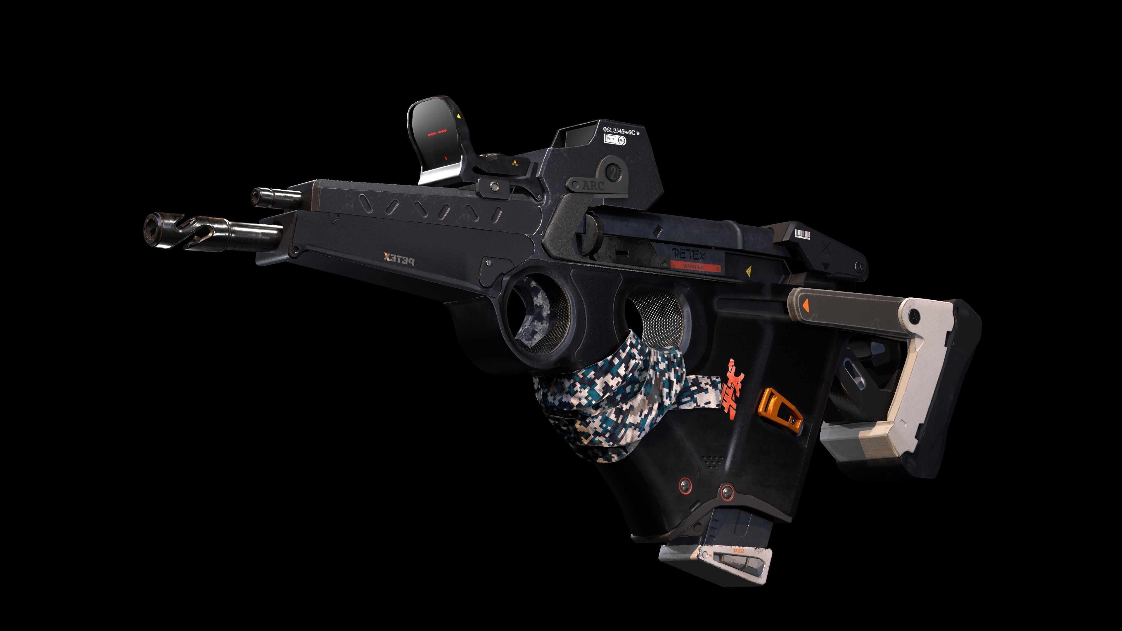 Sci-Fi SMG Low-poly 3D model_5