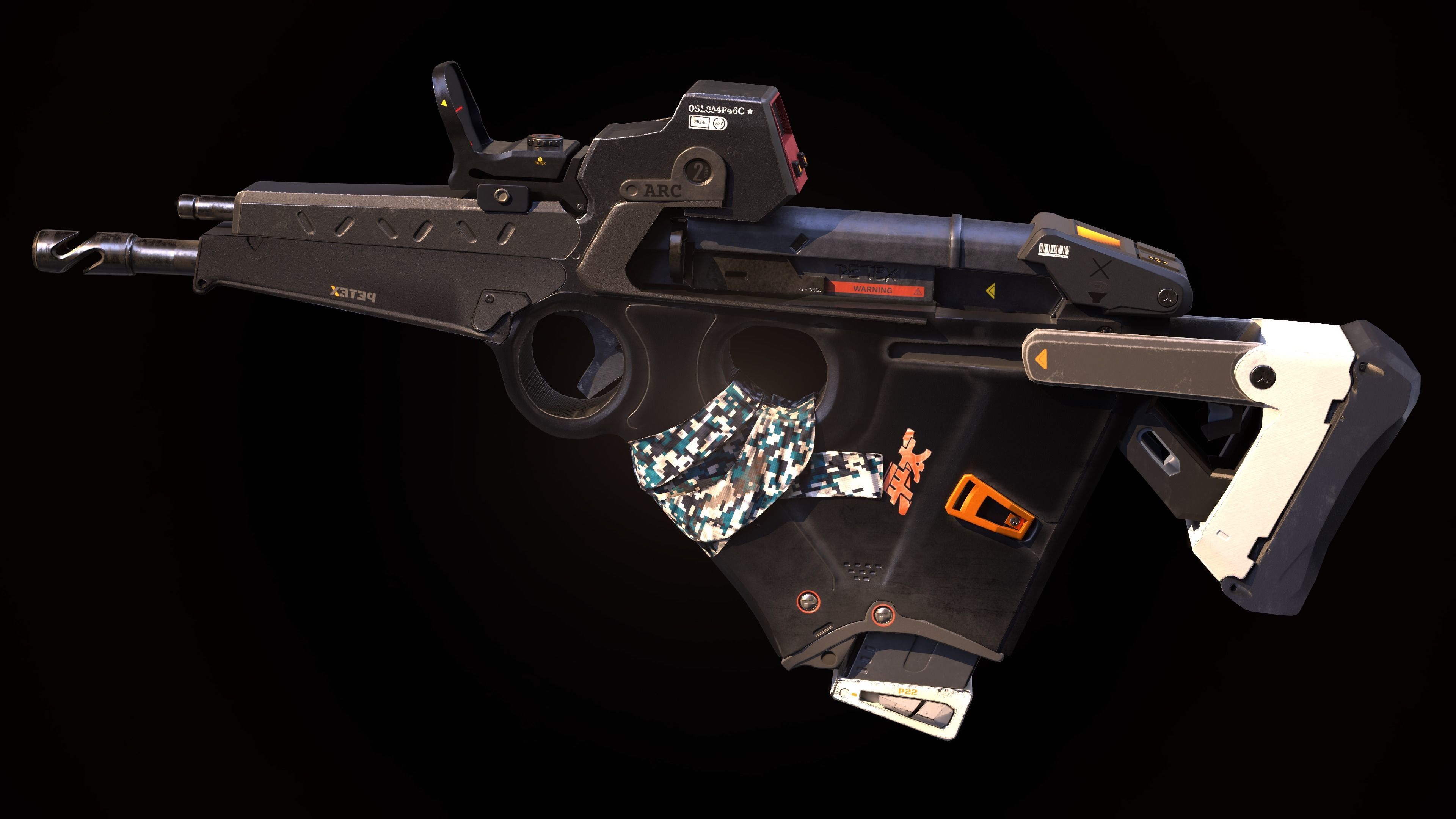 Sci-Fi SMG Low-poly 3D model_7