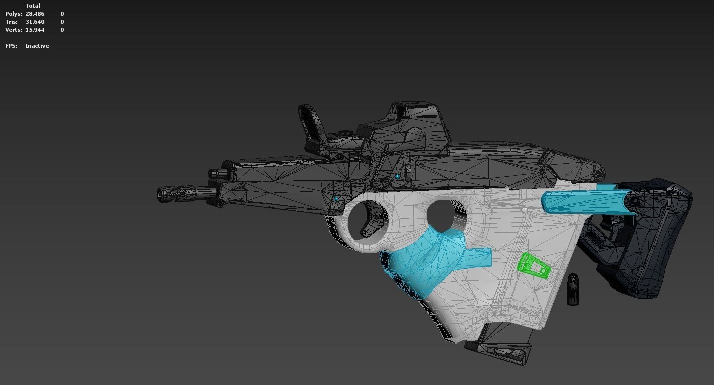 Sci-Fi SMG Low-poly 3D model_12