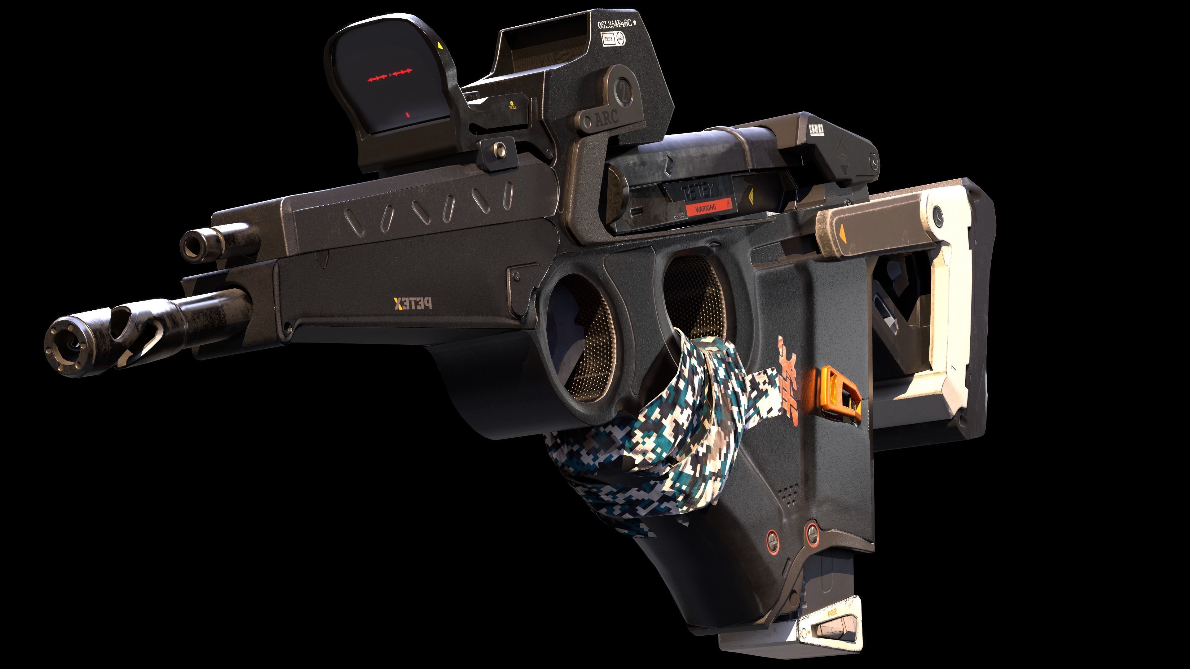 Sci-Fi SMG Low-poly 3D model_10