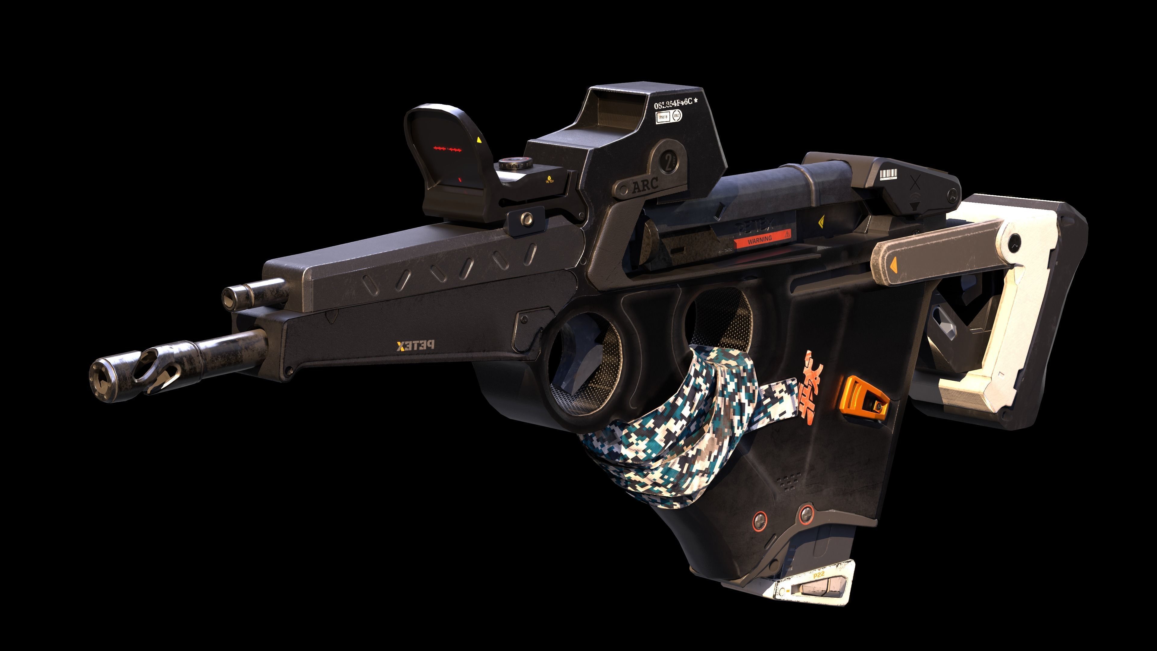 Sci-Fi SMG Low-poly 3D model_8