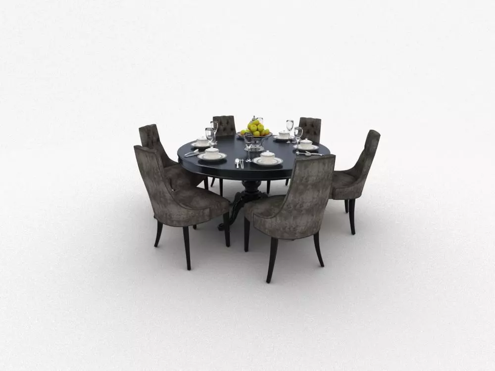 table dining and chairs 3D model_0