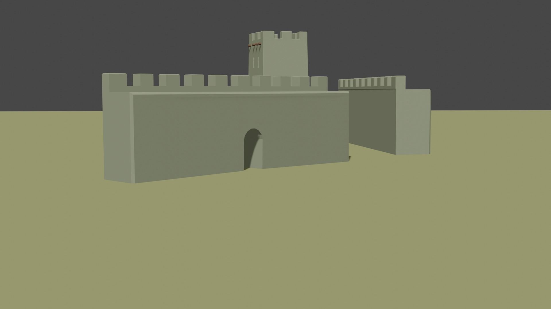 tower and old wall low poly Low-poly 3D model_1