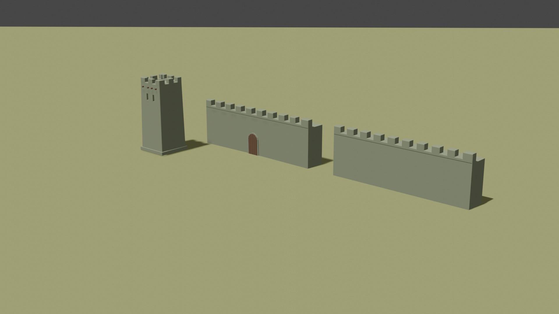tower and old wall low poly Low-poly 3D model_2