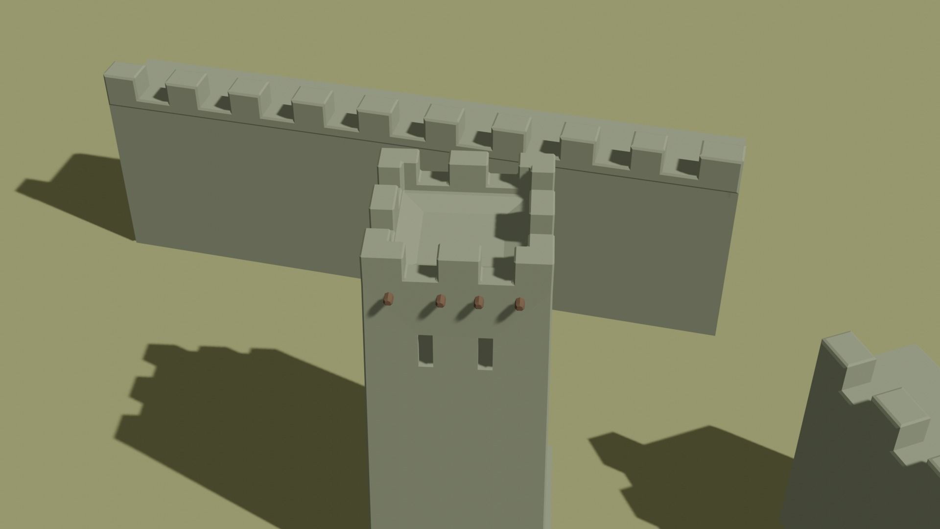 tower and old wall low poly Low-poly 3D model_5