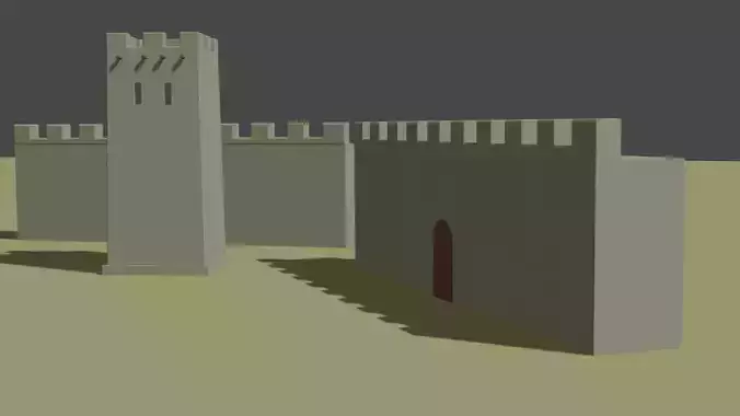 tower and old wall low poly