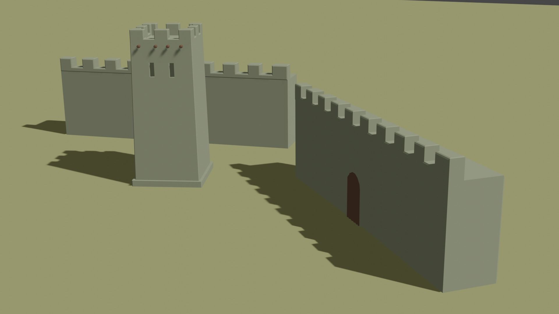 tower and old wall low poly Low-poly 3D model_3