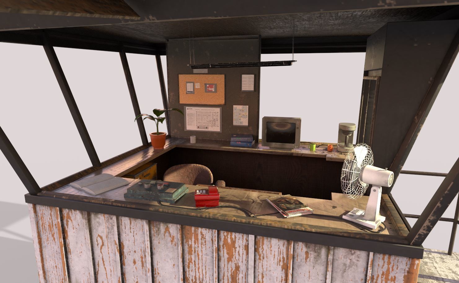 Old Security Booth 3D model_8