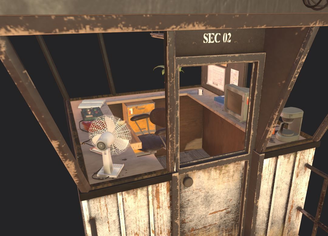 Old Security Booth 3D model_9