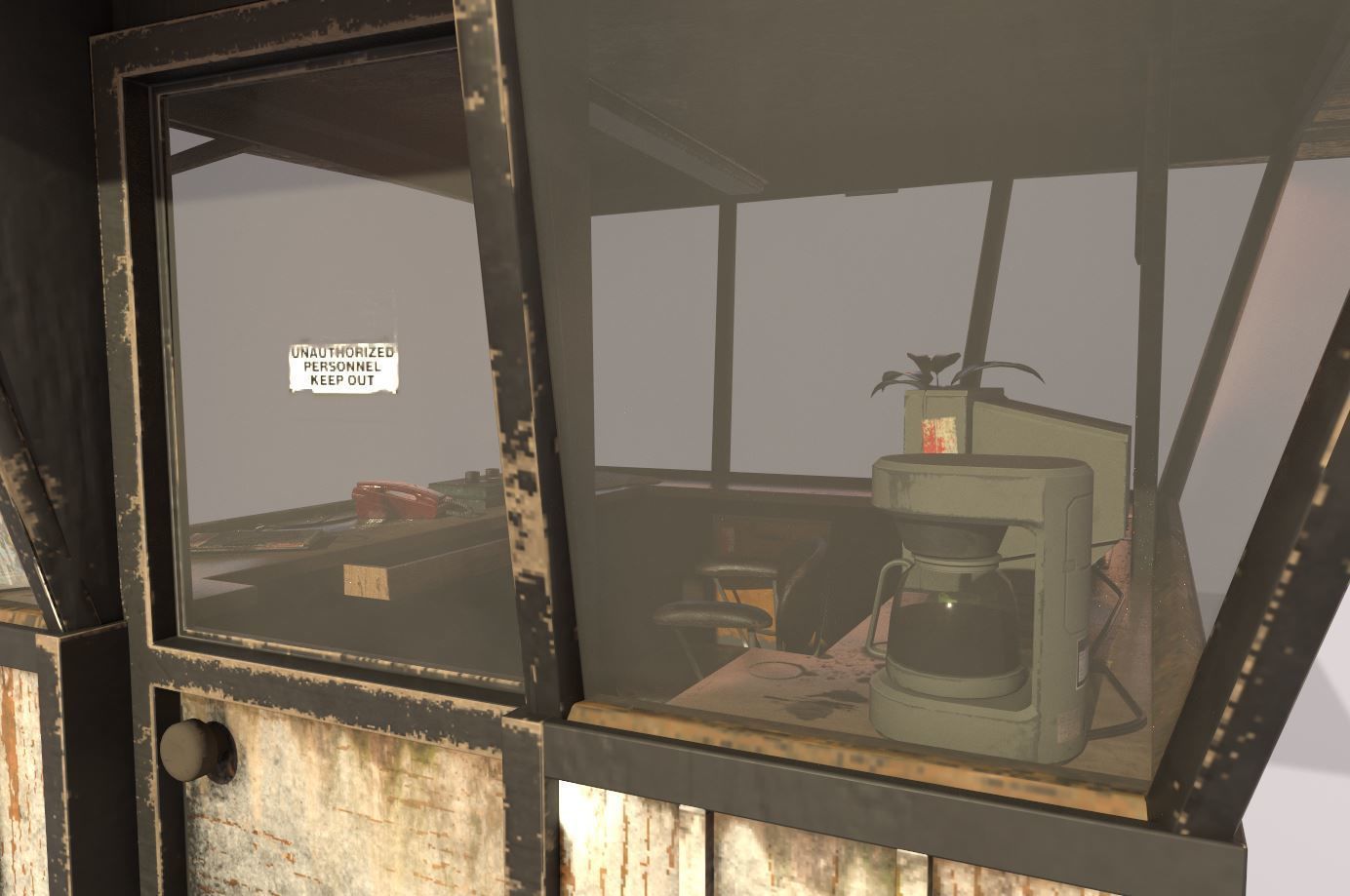 Old Security Booth 3D model_12