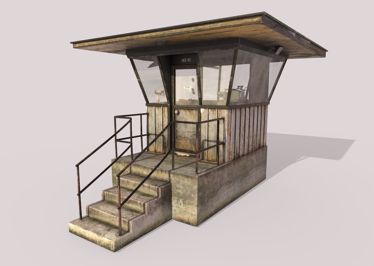 Old Security Booth 3D model_3