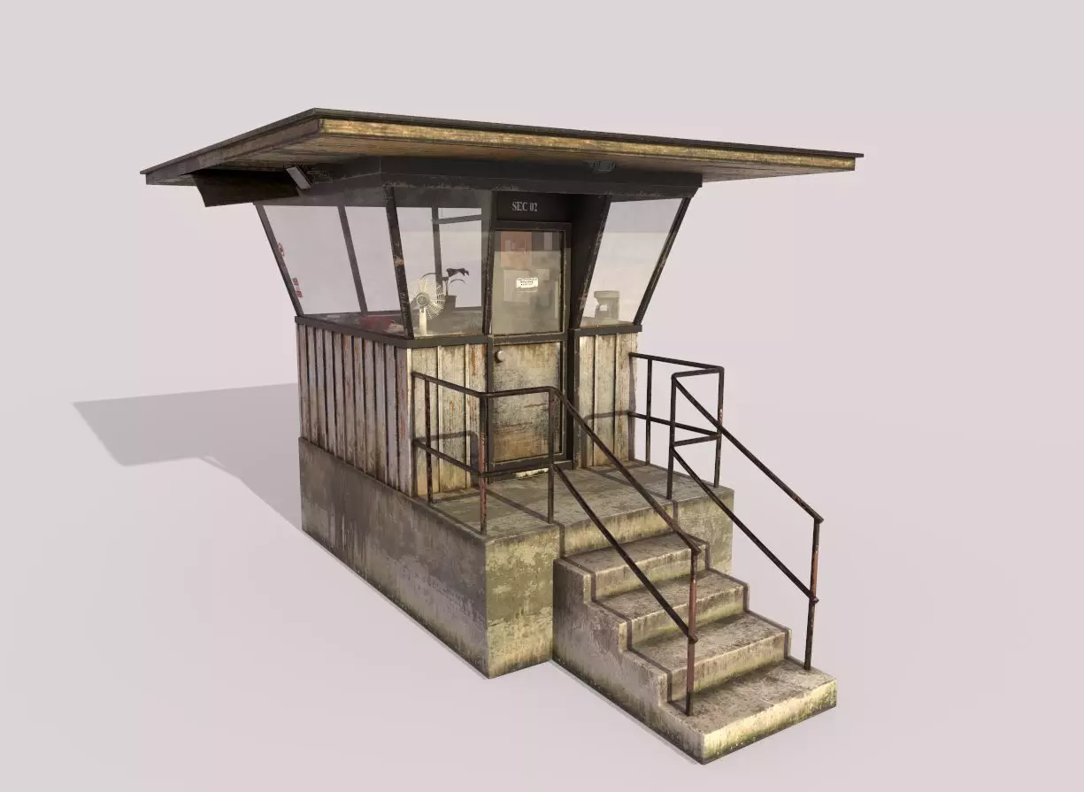 Old Security Booth 3D model_0