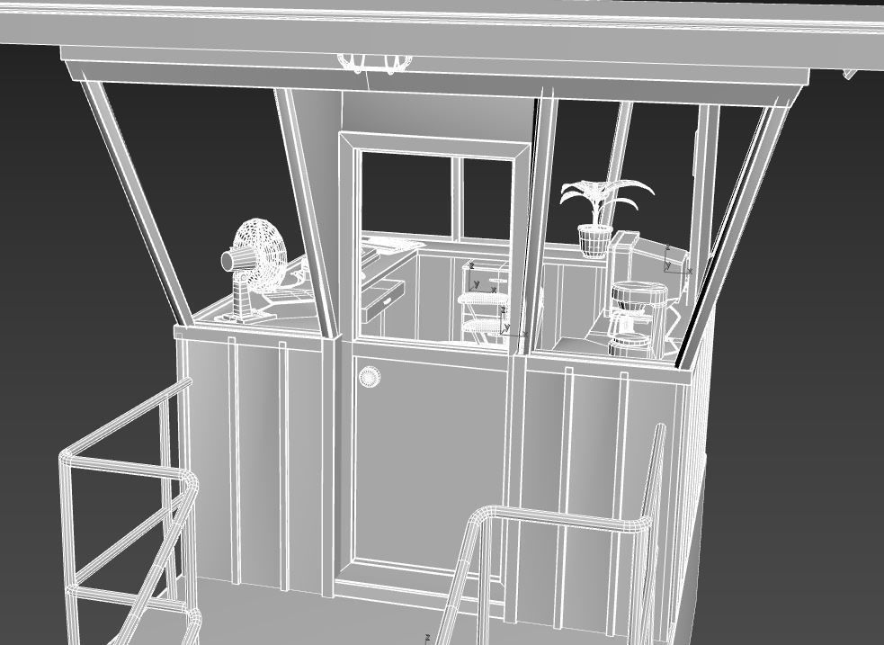 Old Security Booth 3D model_16