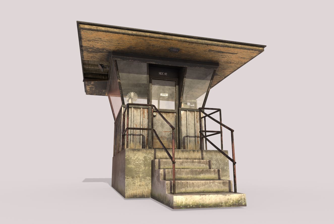 Old Security Booth 3D model_2
