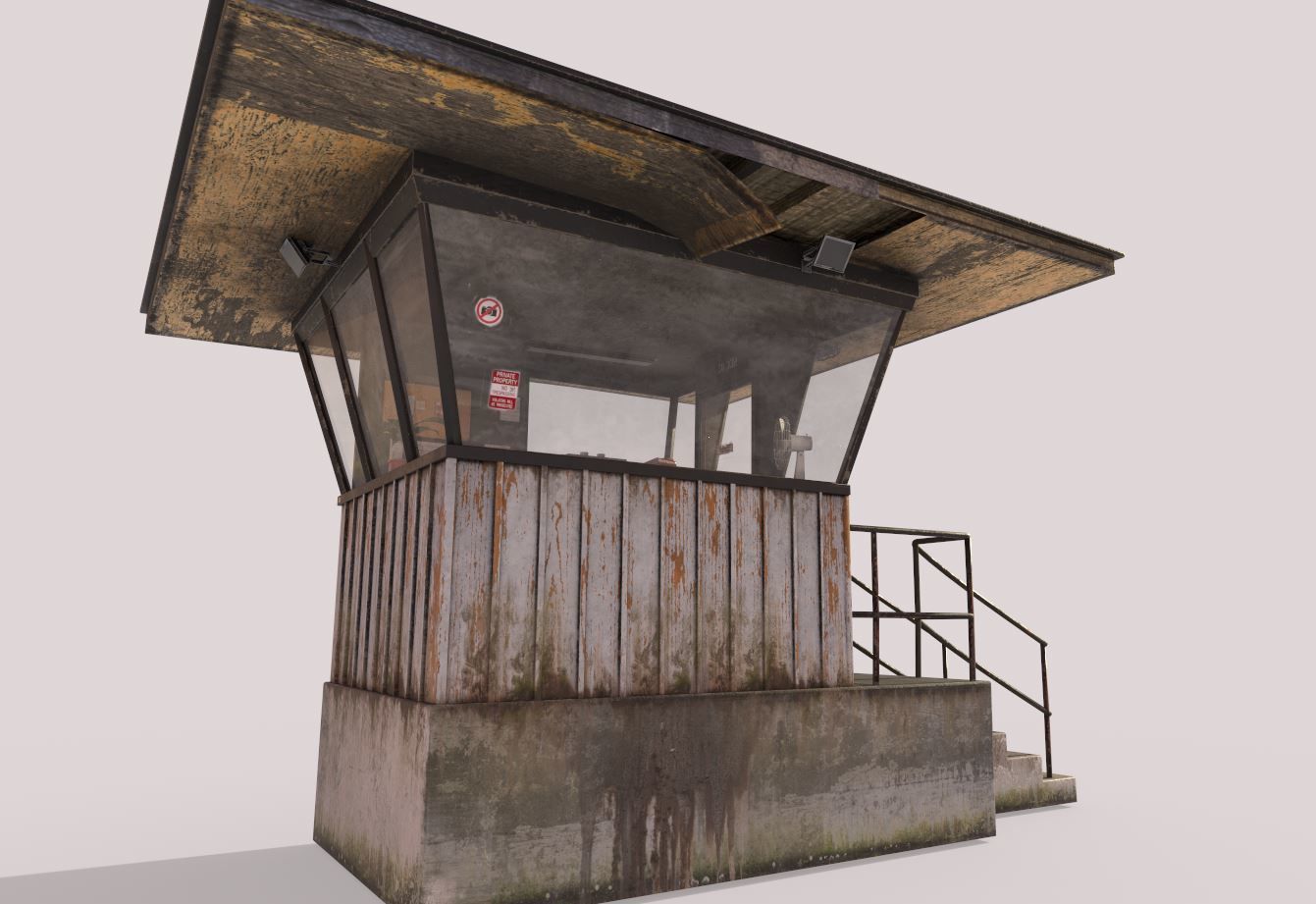 Old Security Booth 3D model_6
