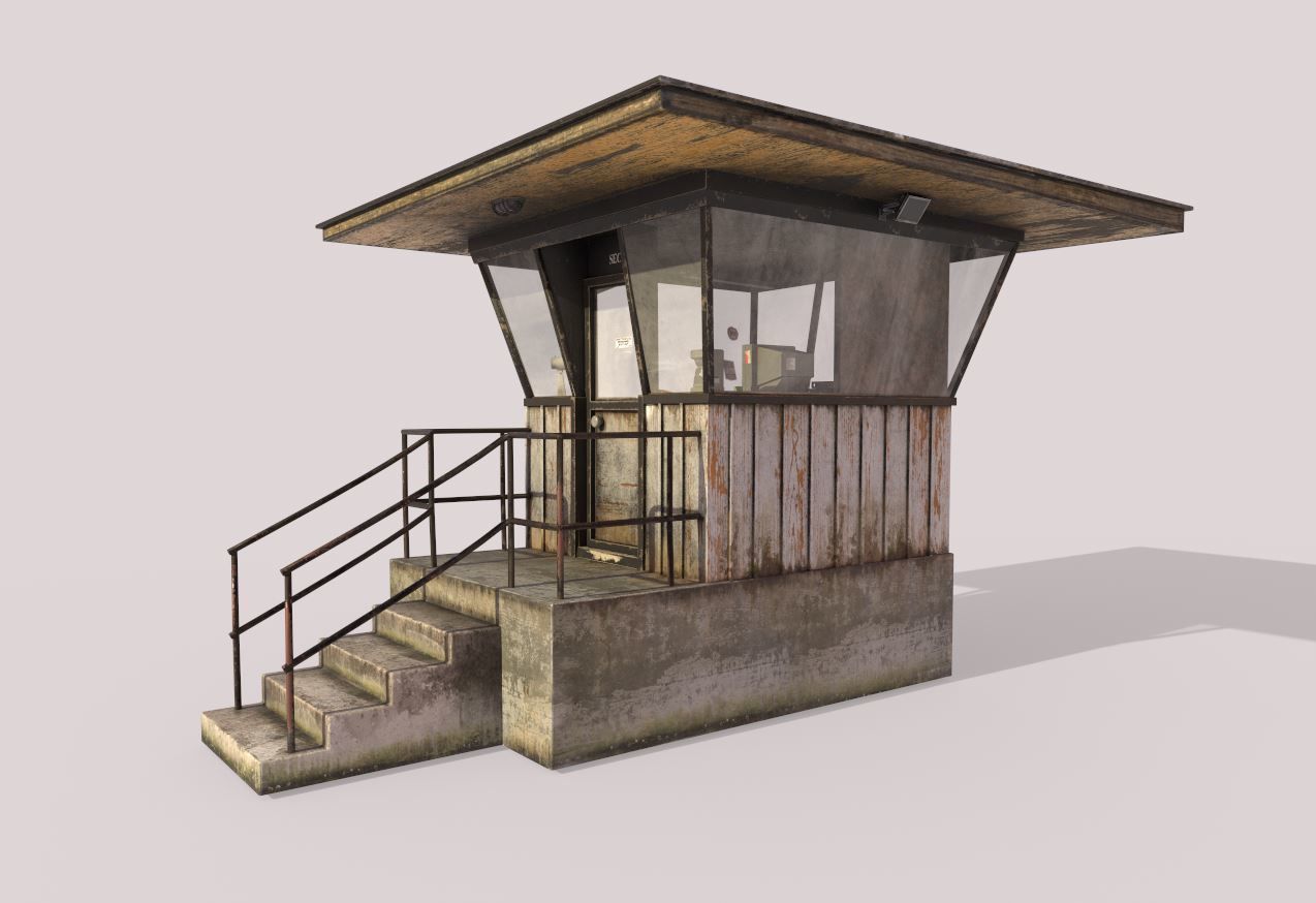 Old Security Booth 3D model_4