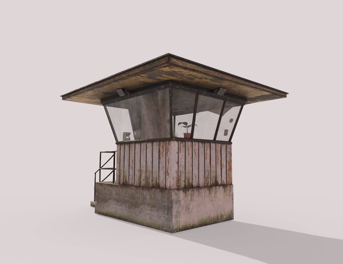Old Security Booth 3D model_5